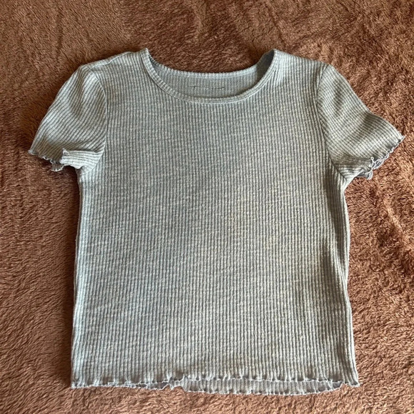 American Eagle Outfitters Tops - Ribbed Light Blue Baby American Eagle Tee